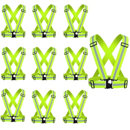 Reflective Safety Vest 2pcs - High Visibility Vest Adjustable Straps for Outdoor Jogging, Cycling, Walking and Riding - color: Green