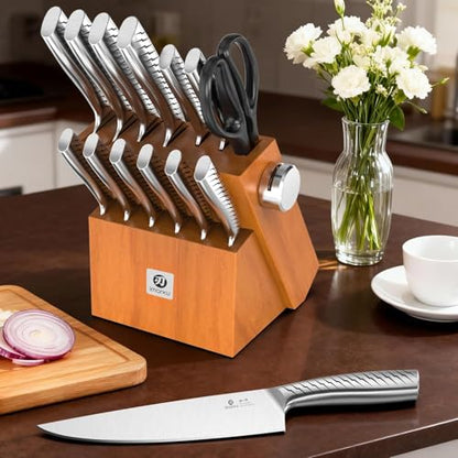 Imarku 14‑Piece Kitchen Knife Set｜Pro Cutting Power, Easy for Home Use - color: Light Brown