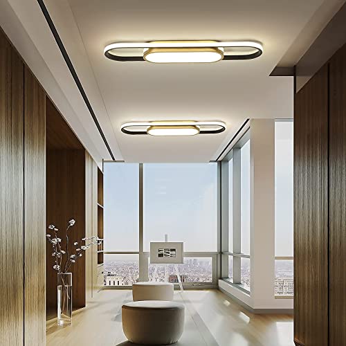 Tioolo Modern LED Flush Mount Ceiling Light, Dimmable with Remote, 27.5in - color: Black+Gold/40W
