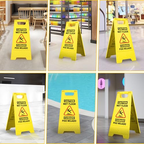 XPCARE 2 Pack 17.5 IN Caution Wet Floor Sign Bilingual Foldable Safety Sign