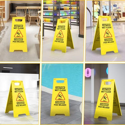 XPCARE 2 Pack 17.5 IN Caution Wet Floor Sign Bilingual Foldable Safety Sign