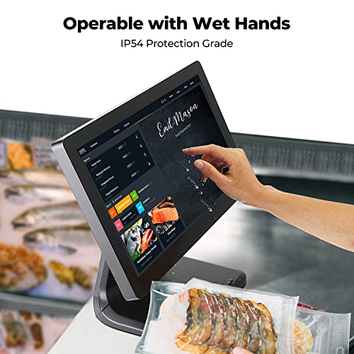 MUNBYN 15.6-inch POS Touchscreen Monitor, Backlit LED Multi-Touch Screen Monitor, HDMI/VGA Capacitive Screen Display True Flat Seamless for Retail Restaurant, Bar, No Driver Required, 2Y Protection