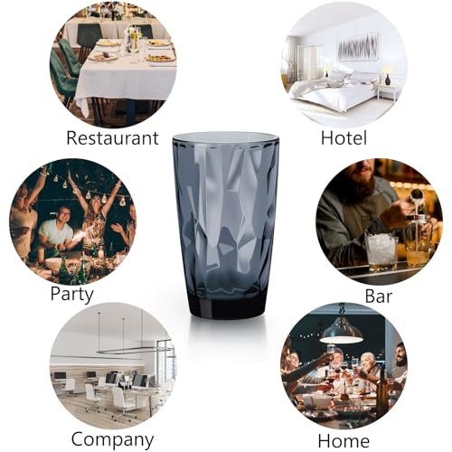 Topsky 16oz Plastic Tumblers Drinking Glasses Set of 4,Gray Acrylic Drinking Cups Wine Glasses Beverage Cups for Daily Use, Poolside, Outdoor&Indoor - Stackable,Dishwasher Safe,Easy to Clean - color: Grayish Blue 16oz