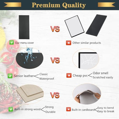 Restaurant Menu Covers Holders 4.25" x 11" Synthetic Leather Triple Fold Panels 4 View Angled Corners Black for Wine List,Drinks,Coffee,Cocktail(1 Pack, 4 Views, 4.25 x 11 inch) - size: 4.25 x 11 inch (4 views/ 1 pack)