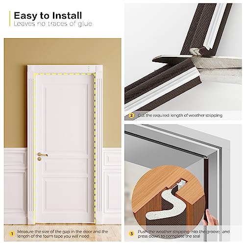 Ravinte Weather Stripping Door Seal, Q-Shaped Kerf Foam Strip, 26 FT, Brown - color: Brown, size: 26 Feet
