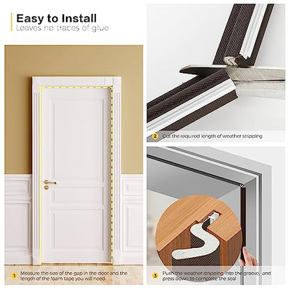 Ravinte Weather Stripping Door Seal, Q-Shaped Kerf Foam Strip, 26 FT, Brown - color: Brown, size: 26 Feet