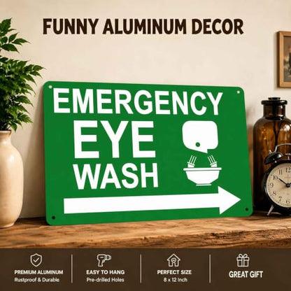 Emergency Eye Wash Direction Metal Sign 8 x 12 Inch