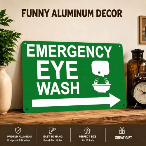 Emergency Eye Wash Direction Metal Sign 8 x 12 Inch