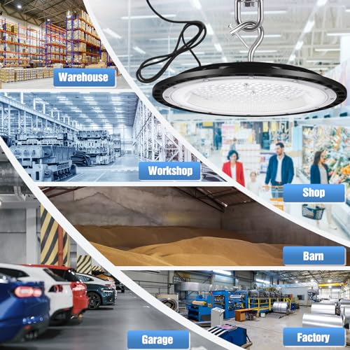 YANYCN 8 Pack 240W UFO Led High Bay Light Fixture,120VAC,40000LM,5000K Daylight Commercial Shop Bay Lighting,[1050W MH/HPS Equiv.] US Plug Area Lighting for Warehouse/Barn/Gym/Factory/Workshop - size: 240W 8pack UFO Led High Bay light