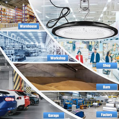 YANYCN 12 Pack 200W UFO LED High Bay Lights,120VAC IP66 Waterproof,850W MH/HPS 30800LM 5000K Daylight with Plug Commercial Bay Lighting for Barn,Gym,Factory,Warehouse,Shop,Workshop,Gym - size: 200W 12pack UFO Led High Bay light