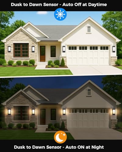 RAYVO Dusk to Dawn Outdoor Wall Lights 2 Pack, LED Bulb Included, E26 Base - color: Black