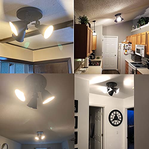 Multi-Directional Ceiling Spot Light, Adjustable Round Track Lighting - color: Black, size: 3-Light（Style B）