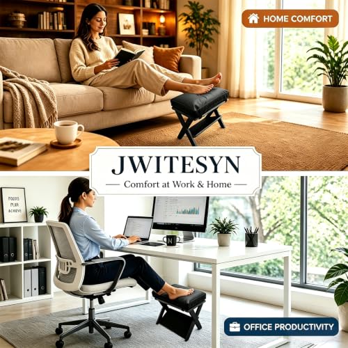Foot Rest Under Desk, Ergonomic Wooden Desk Foot Rest, Black - color: Black