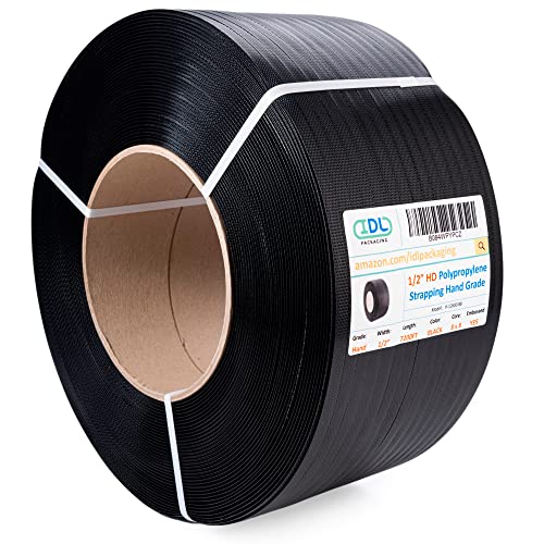 IDL Packaging 1/2" x 7200' Polypropylene (PP) Strapping Roll, USA-Made - size: 1/2" x 7200' (8x8" Core), 600 lbs BS