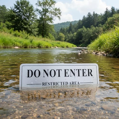 (4 Pack) Restricted Area Do Not Enter Signs, 9 x 3 Inch Rust Free Metal Reflective Aluminum, UV Protected, Weather Resistant, Weatherproof, Easy to install