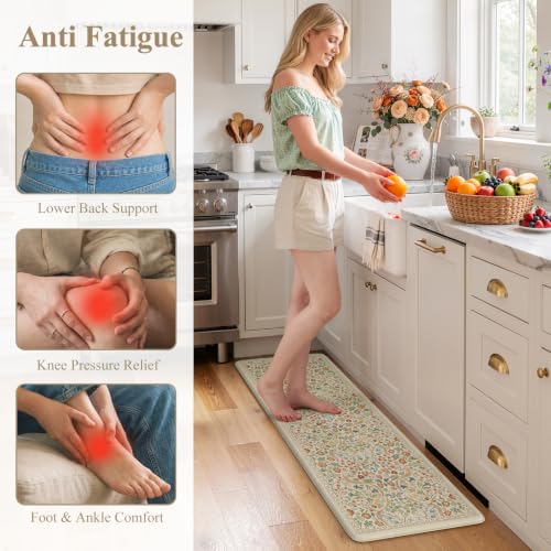 Collive Cushioned Anti Fatigue Kitchen Mats, Non Slip Kitchen Rugs, 20"x39" - color: Beige, size: 24"W x 59"L