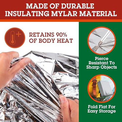 Grizzly Gear Emergency Mylar Thermal Blankets (12 Pack) Survival Kit - size: 12-Pack