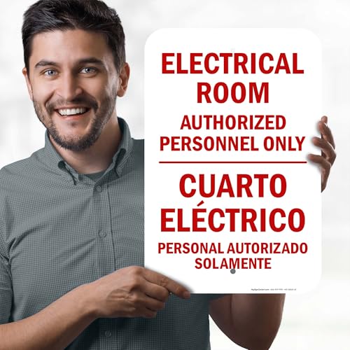 Electrical Room Authorized Personnel Only Bilingual Sign, 12x18 Inches, Rust Free .063 Aluminum, Fade Resistant, Made in USA by My Sign Center - size: 12x18 Aluminum
