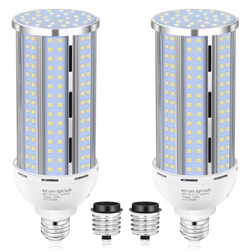 XYCN 2 Pack 100W Corn LED Light Bulb Fanless,5000K Daylight(1000 Watt Equivalent) E26/E39 Large Mogul Base LED Cob Lamp 15,800LM for Outdoor Indoor Garage Warehouse Factory Workshop Street Backyard - size: 100W 2pack corn bulb