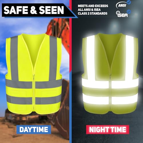 Neiko High Visibility Safety Vest ANSI Class 2, 2 Pockets - size: X-Large