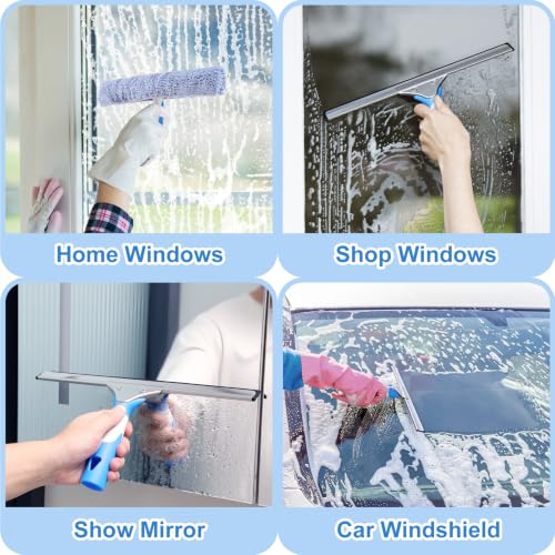 Mitclear Window Cleaning Kit 14IN Squeegee & Scrubber for Shower Glass Car - size: 14 IN