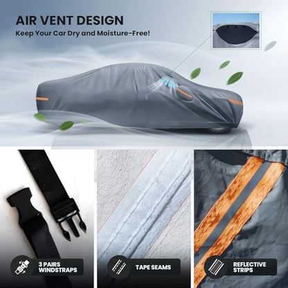 Waterproof A5(2004-2026) Car Cover with Breathable Vents, [2026 Upgrade] Premium Covers with Cotton Liner and Zipper Door,Sun Rain Snow Dust Uv Protection.(Gift with Towel Storage Bag) - size: Custom Fit Audi A5