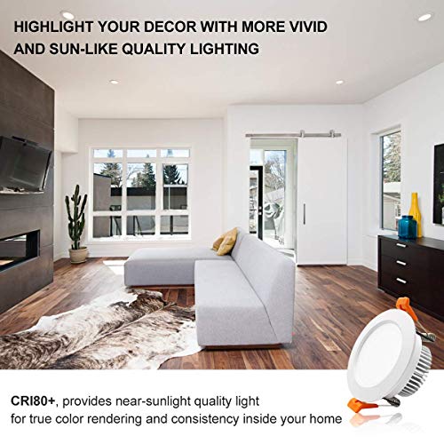 3 Inch LED Recessed Lighting, Dimmable Downlight 5W(40W Halogen Equivalent), CRI80, 4000K Natural White, Ceiling Light with LED Driver(10 Pack) - color: 4000k (Natural White), size: White-3Inch-10Pack
