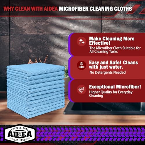 AIDEA Microfiber Cleaning Cloth Blue 20PK, Cleaning Rags 12×12" - color: Blue, size: 20PK