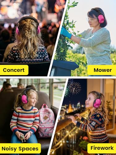 Dr.meter Ear Muffs for Noise Reduction Kids Noise Cancelling Headphones - color: Rose