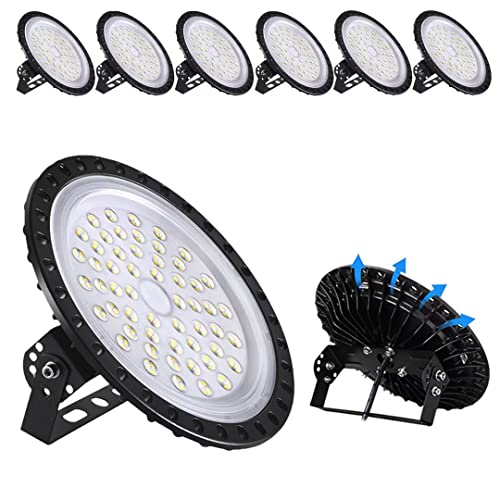 High Bay Light 200W 6Pack: 20000LM 6500K Daylight White Super Bright LED Shop Light | IP65 Waterproof | Commercial Warehouse Lighting for Workshop Factory Barn Shop Garage Lighting Fixture - color: 200W 6 Pack