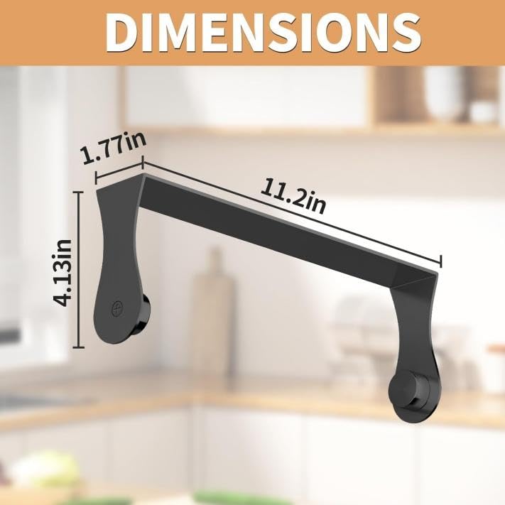Paper Towel Holder Under Cabinet, Wall Mount, Adhesive or Drilling, Black - color: Black