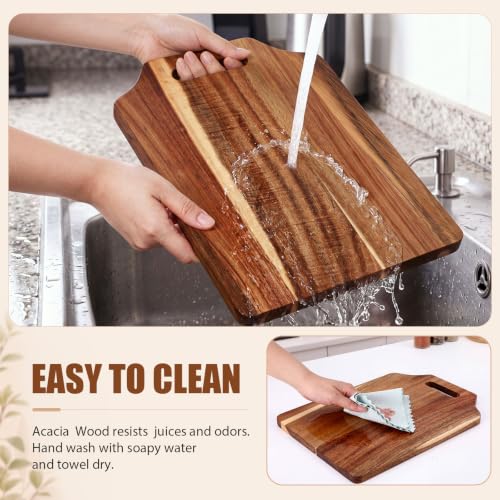 Roshtia 6 Pcs Wooden Cutting Boards 14x10'' Acacia Chopping Board, Retro - style: Retro
