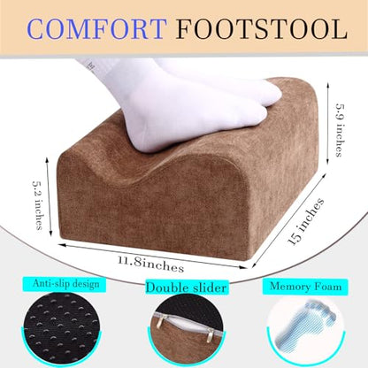 Work Foot Rest Under Desk,Comfort Foot Rest for Couch - color: Brown