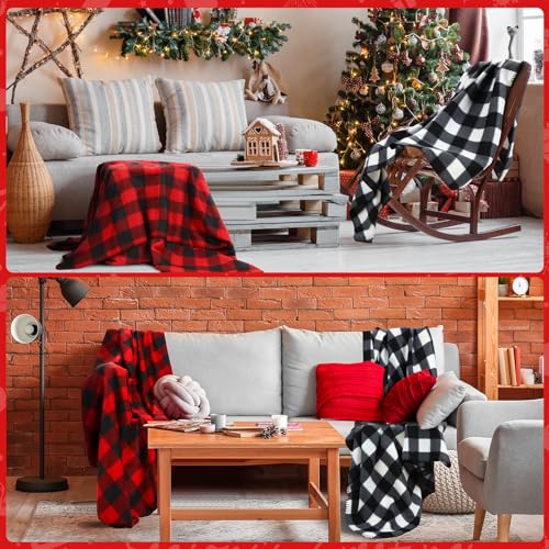 Preboun 24 Pack Bulk Christmas Fleece Throw Blankets, Plaid - style: Plaid