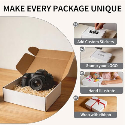 Fishat 12" x 10" x 4" White Corrugated Cardboard Shipping Boxes Set of 15 - size: 12" x 10" x 4"