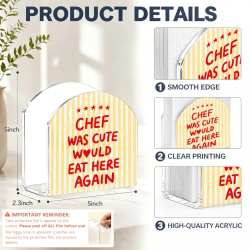 Cute Chef Print Acrylic Napkin Holder for Restaurant Kitchen Counter Decor - color: Chef Cute