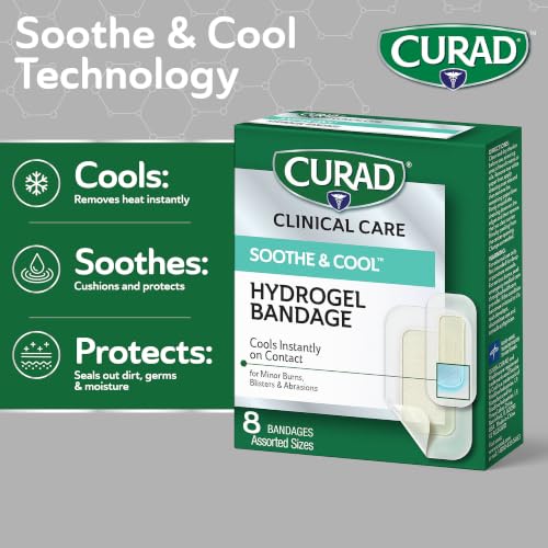 CURAD Soothe & Cool Clear Waterproof Hydrogel Bandages, Assorted Sizes