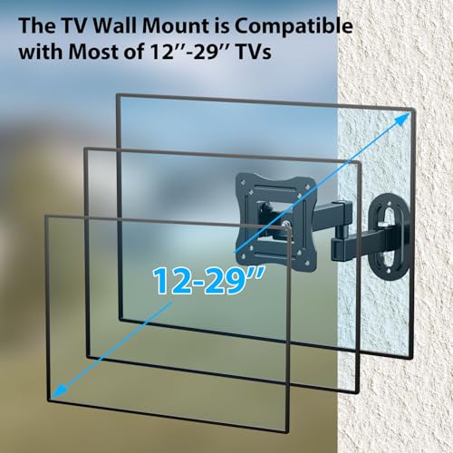 Full Motion TV Wall Mount for 12-29 Inch Monitor Bracket RV Camper