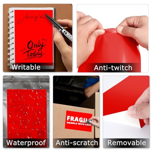 Red Thermal Labels 4 × 6 Inch Waterproof Vinyl Stickers 250 PCS - color: Red