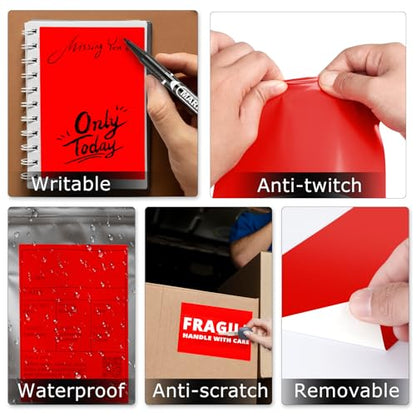 Red Thermal Labels 4 × 6 Inch Waterproof Vinyl Stickers 250 PCS - color: Red