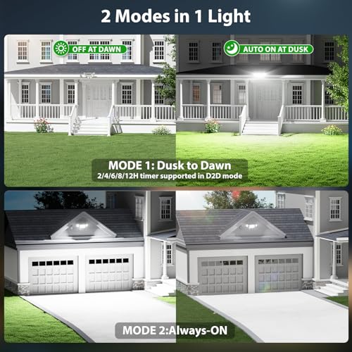 iMaihom Dusk to Dawn Outdoor Lighting, Plug in Flood Light, Remote, White - color: White