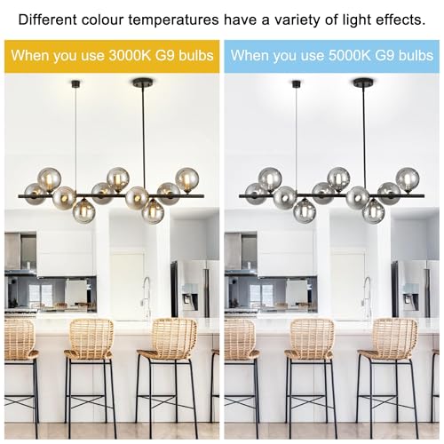 Black Linear Chandeliers for Dining Room 40" Modern Sputnik Light Fixture - color: 10 Lights-Black, size: 40 inch