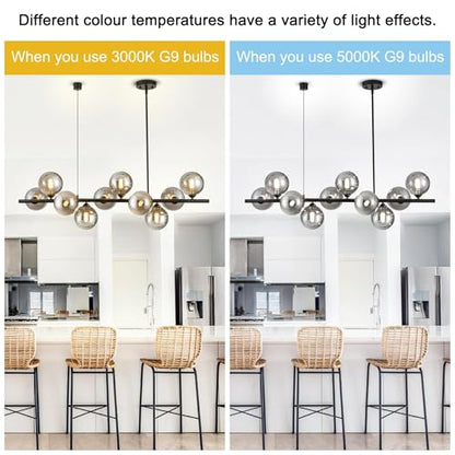 Black Linear Chandeliers for Dining Room 40" Modern Sputnik Light Fixture - color: 10 Lights-Black, size: 40 inch