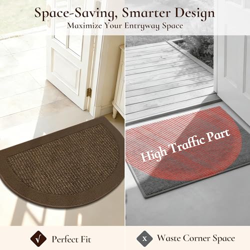 Dirt Trapper Door Mats 32" x 48", Non-Slip & Washable, Brown - color: Brown, size: 32" X 48" (Semicircular)