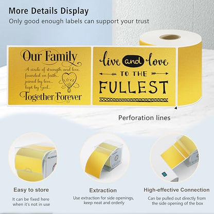 3x5 Inch Thermal Labels,Rectangle Sticker,300PCS Water & Oil Proof Shipping Labels with Strong Adhesive,Compatible with Zebra & Rollo,for Moving Boxes,Small Business & Inventory,Gold - color: Gold