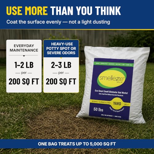 SMELLEZE Yard & Outdoor Pet Urine Odor Absorber Granules, 50 lb - size: 50 Pounds
