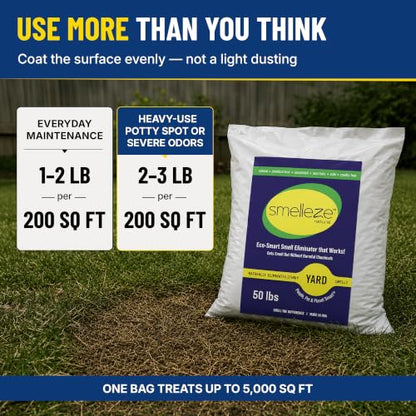 SMELLEZE Yard & Outdoor Pet Urine Odor Absorber Granules, 50 lb - size: 50 Pounds