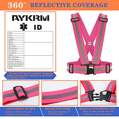 AYKRM 9 color High Visibility Reflective Vest Running Gear High Vis Adjustable Safety Vest - color: Pink