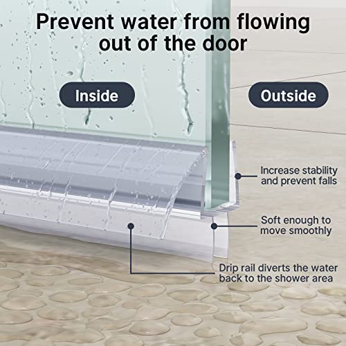 AmazerBath 3-Pack 15.75" Shower Door Bottom Seal for 3/8"(10mm) Glass - 3 Section Segmented Shower Installation Kit Frameless Glass Door Seal Strip - style: Bottom Seal 3/8
