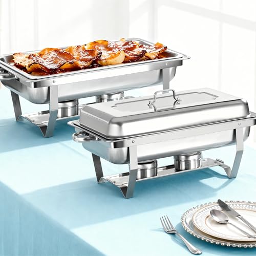 Chafing Dish Buffet Set 2 Pack 9QT Full Size Pans - size: 2-Pack Silver